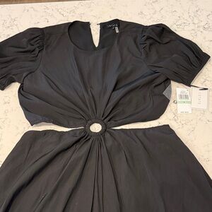1. State Black Midi Dress with Front Ring Cutout
